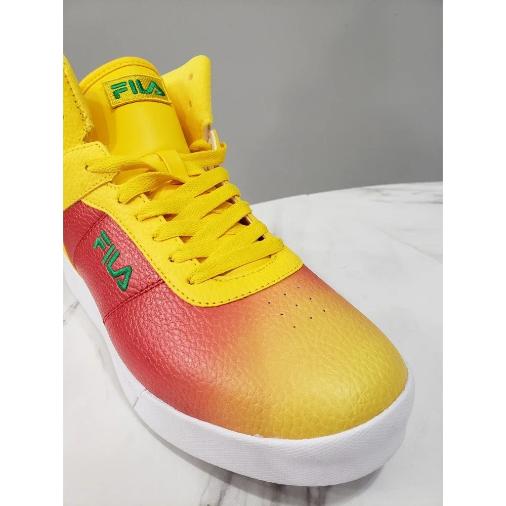 RARE FILA Impress LL‎ Fade Men's Size 8.5 High Top Sneaker Yellow Red Shoes Mid
